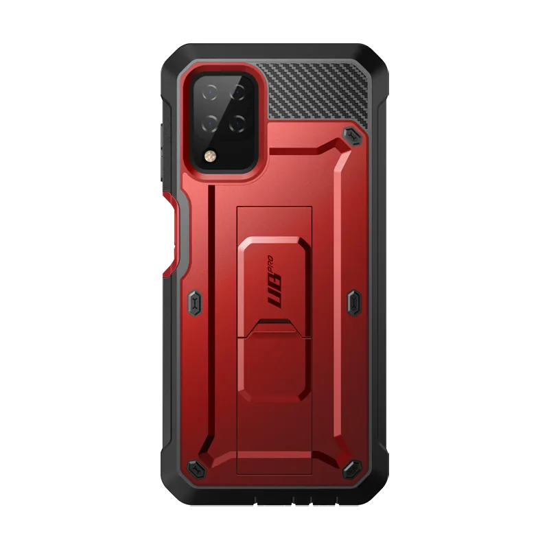 Galaxy A12 Unicorn Beetle Pro Rugged Holster Case-Metallic Red Matte Texture Soft touch layer