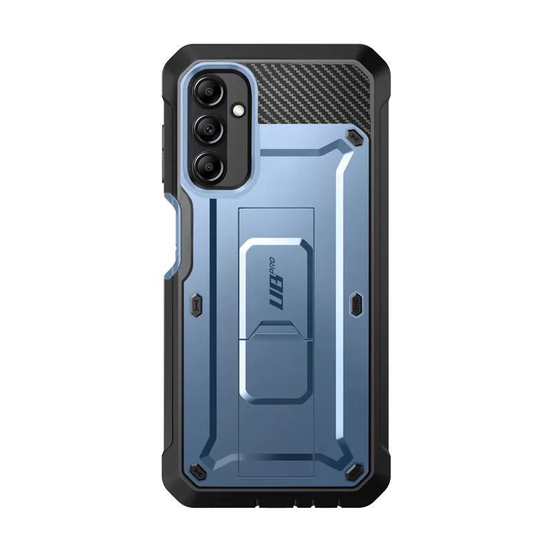 Compact Build Stylish Shape Galaxy A14 Unicorn Beetle Pro Rugged Holster Case-Metallic Blue