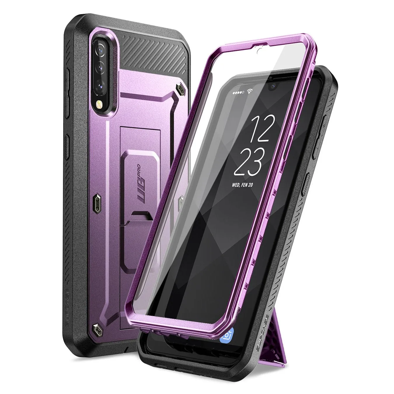 Galaxy A50 Unicorn Beetle Pro Rugged Case-Metallic Purple Clear Pattern Protective Edge