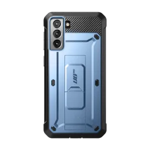 Minimal Build Texture Clear Back Galaxy S21 FE Unicorn Beetle PRO Rugged Case-Metallic Blue