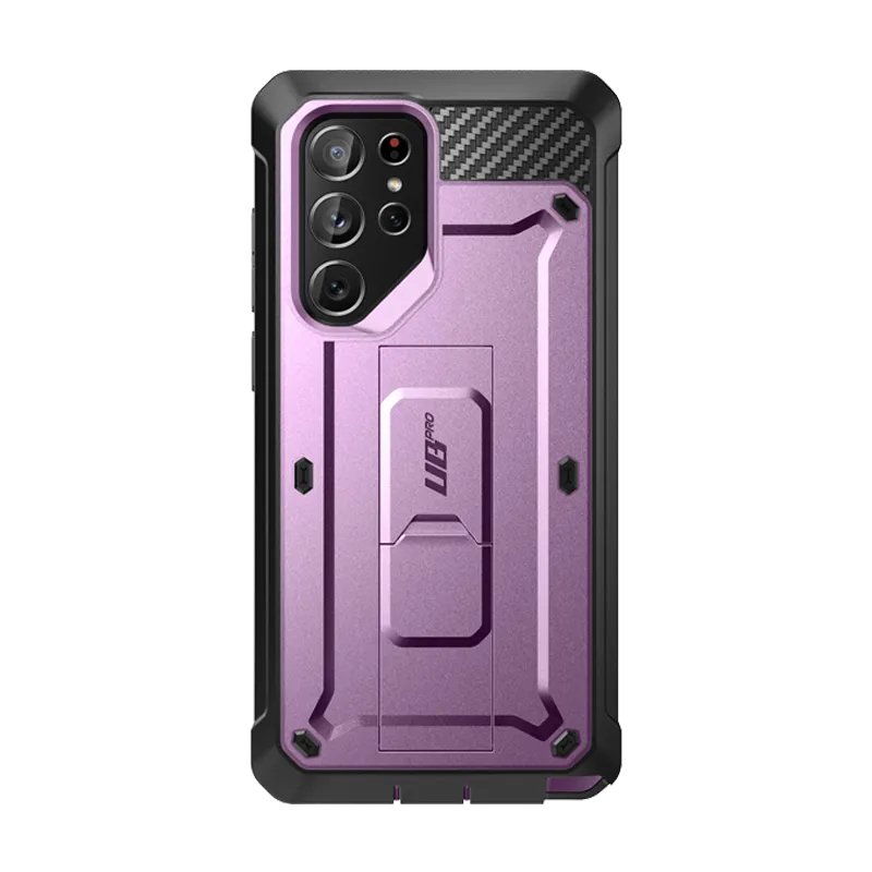 Sleek Edge Elegant Surface Texture Galaxy S22 Ultra Unicorn Beetle PRO Rugged Case-Metallic Purple