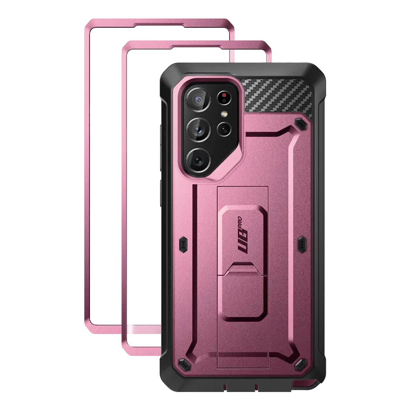 Galaxy S22 Ultra Unicorn Beetle PRO Screen Protector Case-Burgundy Comfort Texture Finish