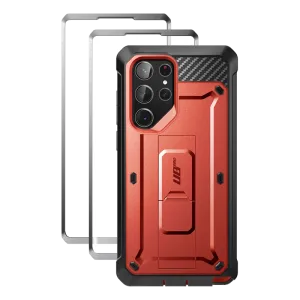 Galaxy S23 Ultra Unicorn Beetle PRO Screen Protector Case-Metallic Red Minimal Touch High gloss