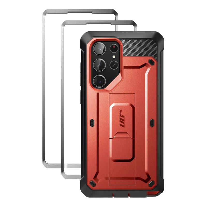 Galaxy S23 Ultra Unicorn Beetle PRO Screen Protector Case-Metallic Red Minimal Touch High gloss