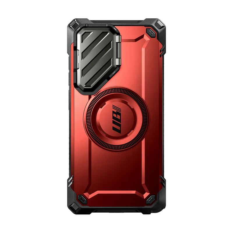 Luxury Layer Texture Galaxy S25 Ultra Unicorn Beetle MAG XT Bumper Case -Metallic Red