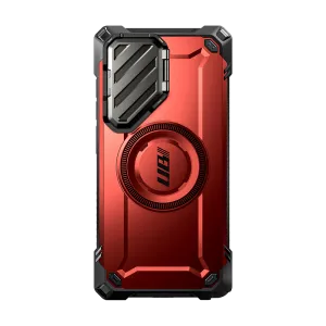 Luxury Layer Texture Galaxy S25 Ultra Unicorn Beetle MAG XT Bumper Case -Metallic Red