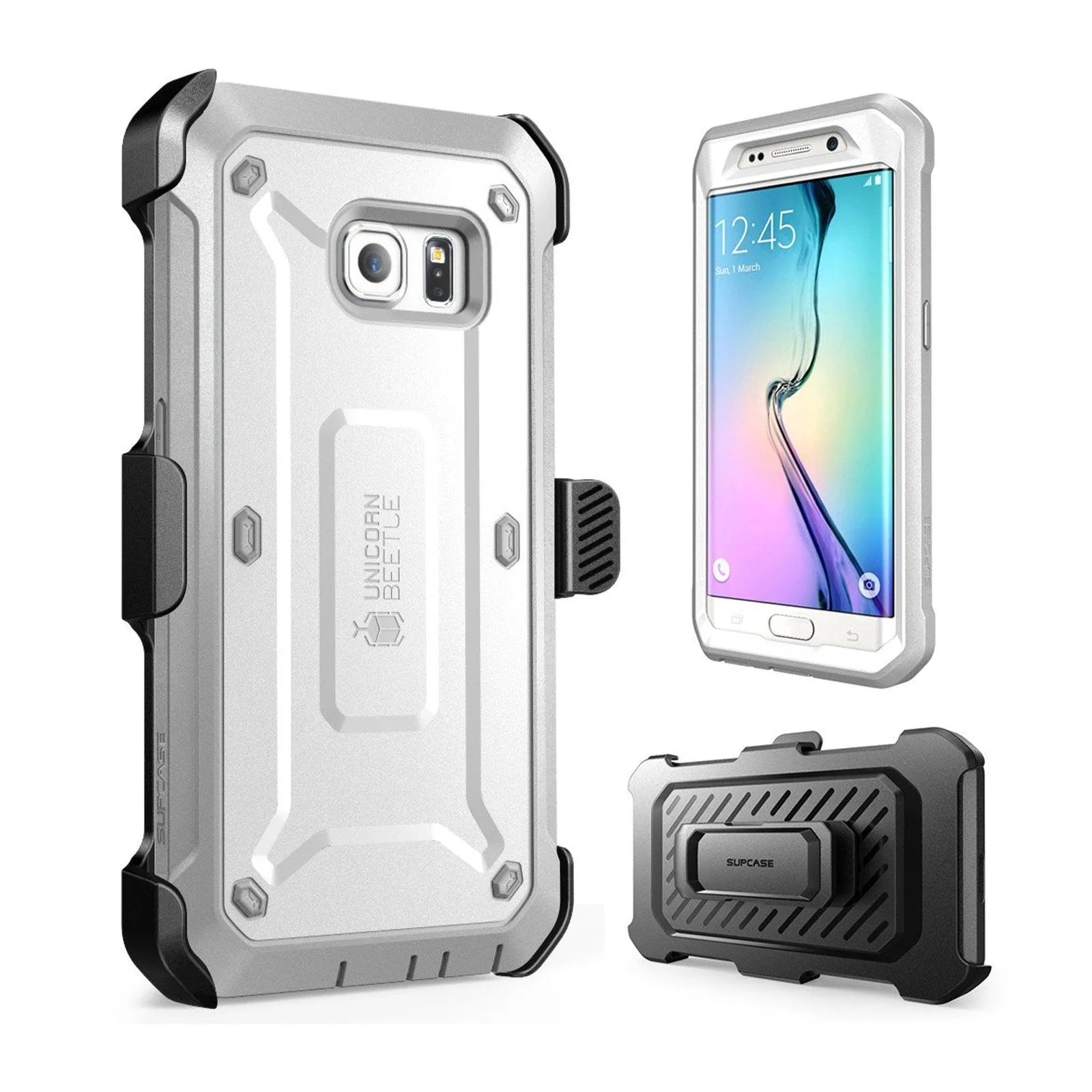 Minimal Edge Design Vivid Pattern Galaxy S6 Edge Unicorn Beetle Pro Rugged Holster Case-White