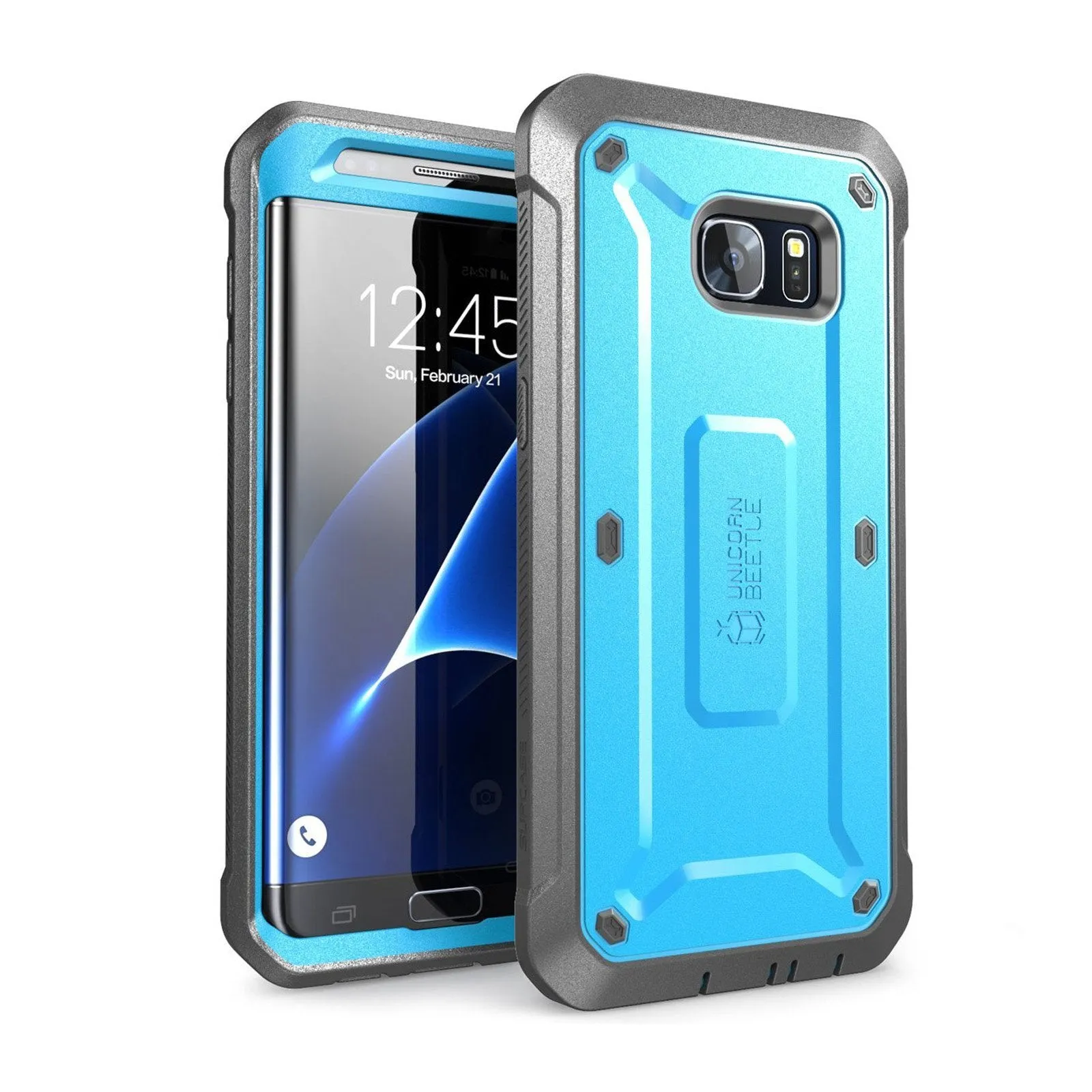 Polished Texture Galaxy S7 Edge Unicorn Beetle Pro Full Body Rugged Holster Case-Blue