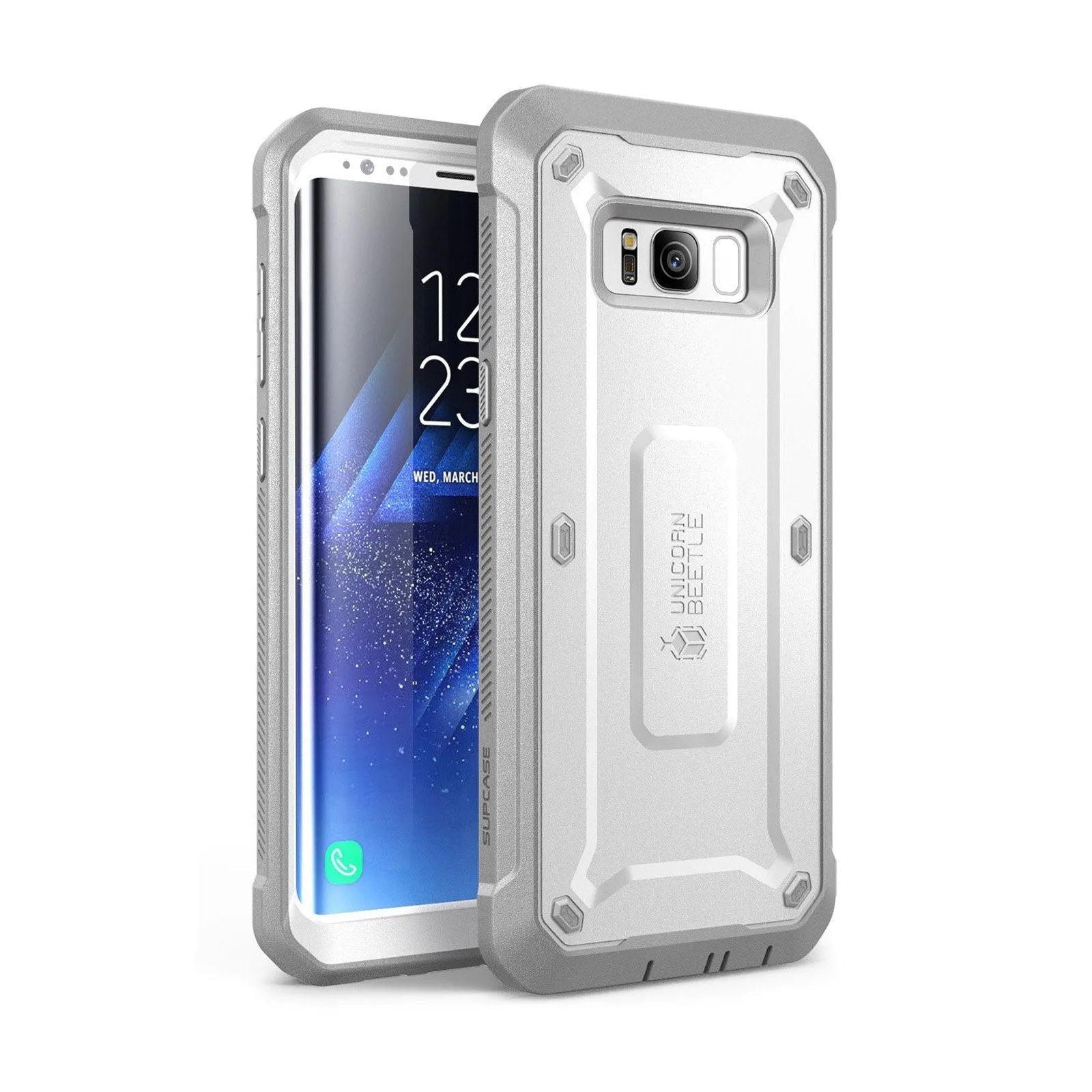 Galaxy S8 Plus Unicorn Beetle Pro Full Body Holster Case with Screen Protector-White Polished Surface Texture