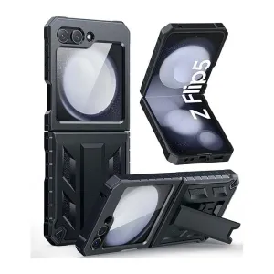 Galaxy Z Flip 5 Full Body Drop Protective Hard Phone Cover Rugged Shockproof Case with Built-in Kickstand (New Designed) Comfort touch