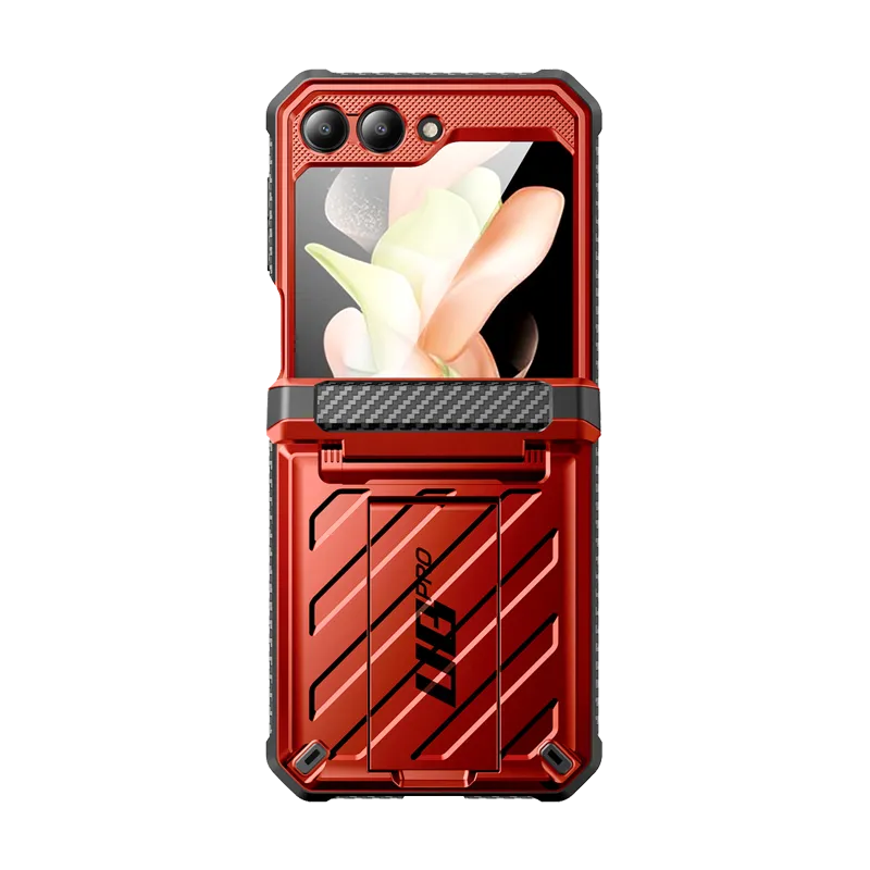 Galaxy Z Flip5 Unicorn Beetle PRO Rugged Case with Belt Clip-Metallic Red Smooth Lining