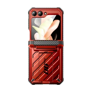 Galaxy Z Flip5 Unicorn Beetle PRO Rugged Case with Belt Clip-Metallic Red Smooth Lining