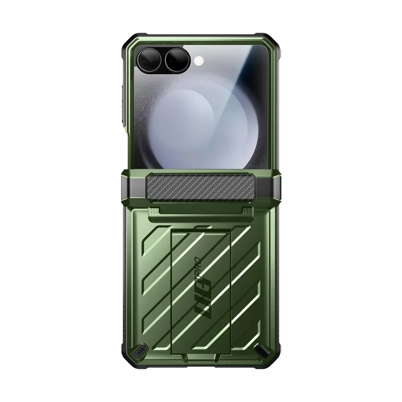 Galaxy Z Flip7 Unicorn Beetle PRO Rugged Case with Belt Clip-Dark Green Protective Detailing Protective Texture Finish