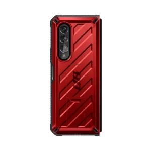 Protective Form Flexible Design Galaxy Z Fold3 Unicorn Beetle Kickstand Case with Screen Protector-Metallic Red