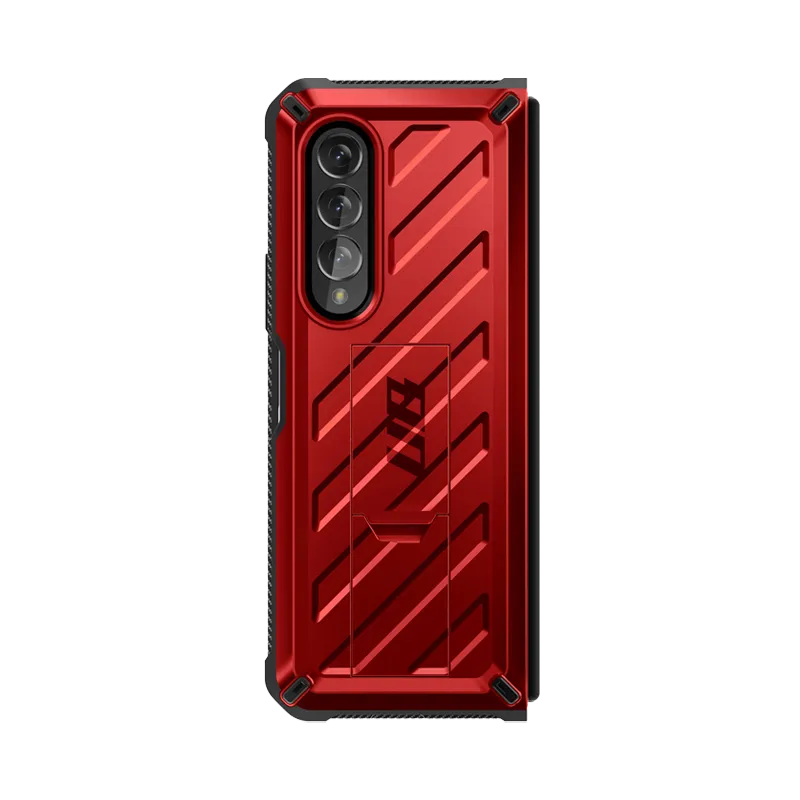 Protective Form Flexible Design Galaxy Z Fold3 Unicorn Beetle Kickstand Case with Screen Protector-Metallic Red