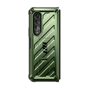 Youth Style soft look Galaxy Z Fold4 Unicorn Beetle Kickstand Case with Screen Protector-Dark Green