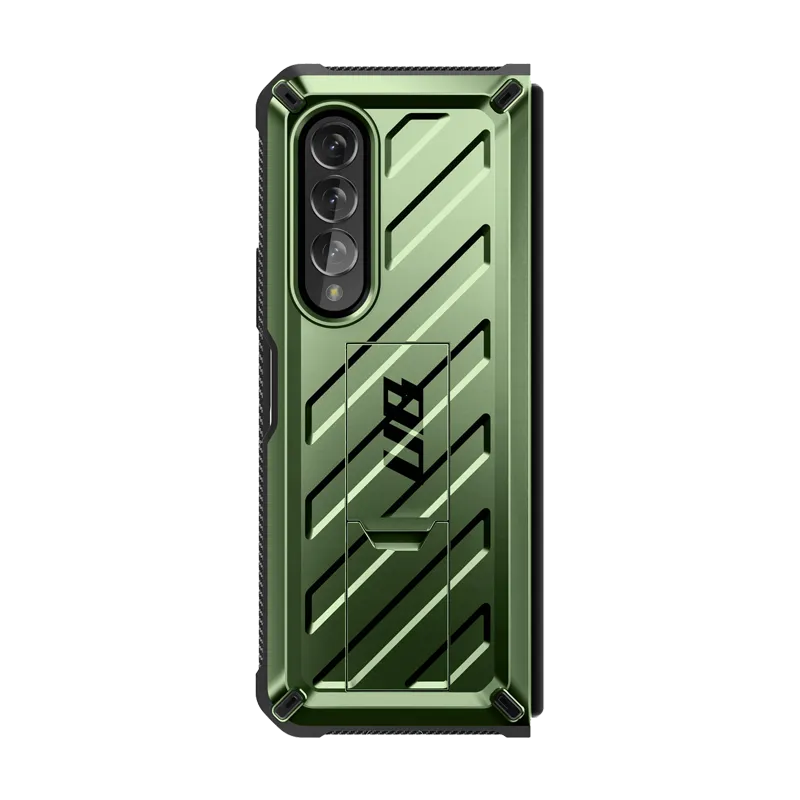 Youth Style soft look Galaxy Z Fold4 Unicorn Beetle Kickstand Case with Screen Protector-Dark Green