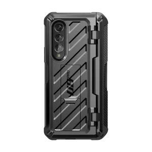 Smooth Shape Galaxy Z Fold4 Unicorn Beetle PRO Rugged Case with S-Pen Holder-Black