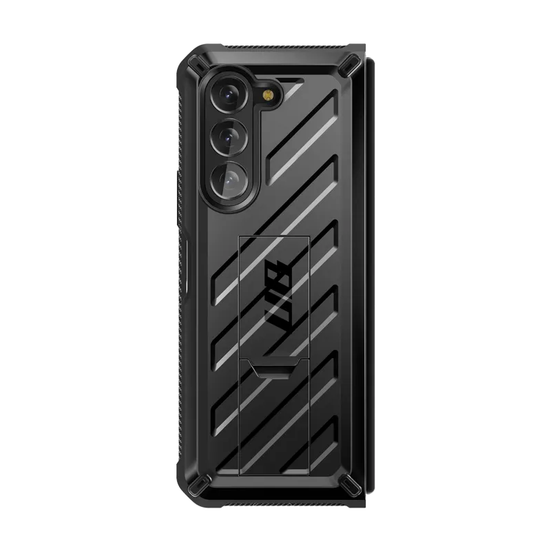 Galaxy Z Fold5 Unicorn Beetle Kickstand Case with Screen Protector-Black Refined Texture