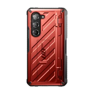 Portable Fit Smooth Form Texture Galaxy Z Fold6 Unicorn Beetle PRO Rugged Case - Metallic Red