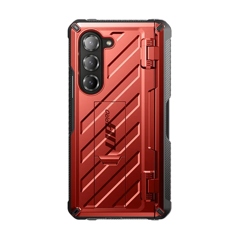 Portable Fit Smooth Form Texture Galaxy Z Fold6 Unicorn Beetle PRO Rugged Case - Metallic Red