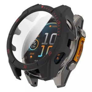 Garmin Fenix 8 - 51mm SOLAR Hard Case with Glass (Black/Red) Drop Proof Shell Sweat Resistant