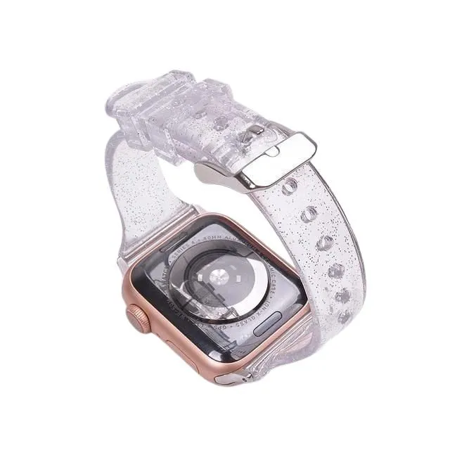 Adjustable Fit Glitter Silicone Watch Strap for Apple Watch