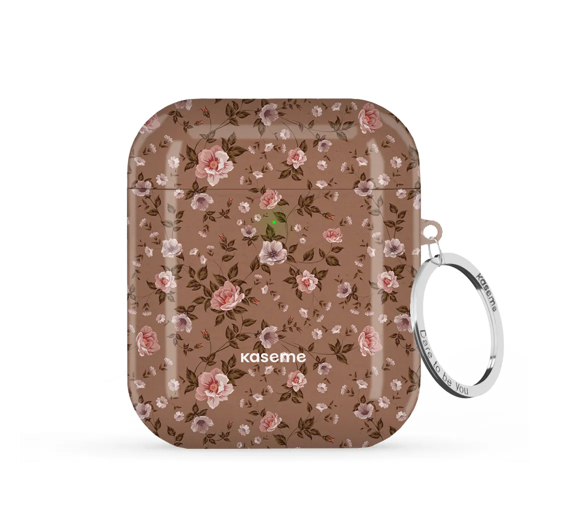 La Vie en Rose Mocha AirPods Case Durable Gadget Organizer