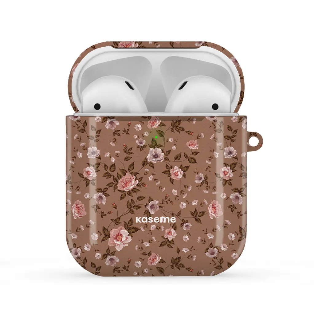 vivid ergonomic commuter airpods case durable ergonomic lightweight travel case La Vie en Rose Mocha AirPods Case