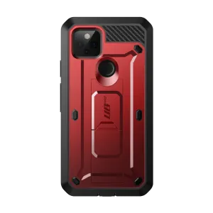 Minimal Design Google Pixel 5 (2020) Unicorn Beetle PRO Rugged Holster Case-Metallic Red