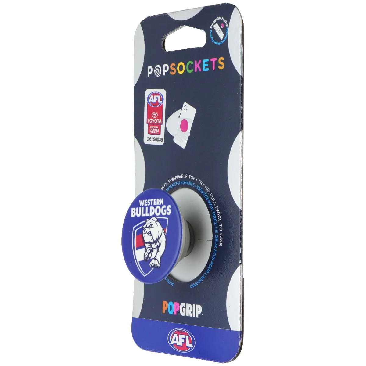 Pop Socket One-Handed Use Chic Grip PopSockets PopGrip Expanding Stand Grip w/ Swap Top - AFL Western Bulldogs