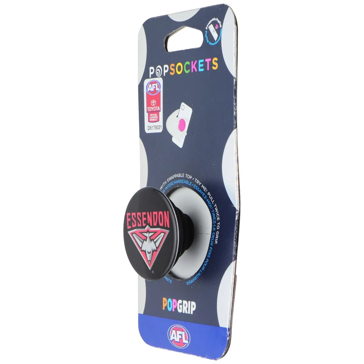 PopSockets PopGrip Expanding Stand Grip w/Swappable Top - AFL Essendon Bomber Pop Socket Vlog Use