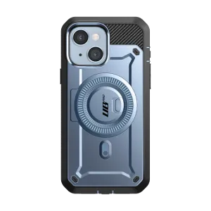 iPhone 14 Plus 6.7 inch Unicorn Beetle PRO MAG Rugged MagSafe Case-Metallic Blue Luxury Texture Finish