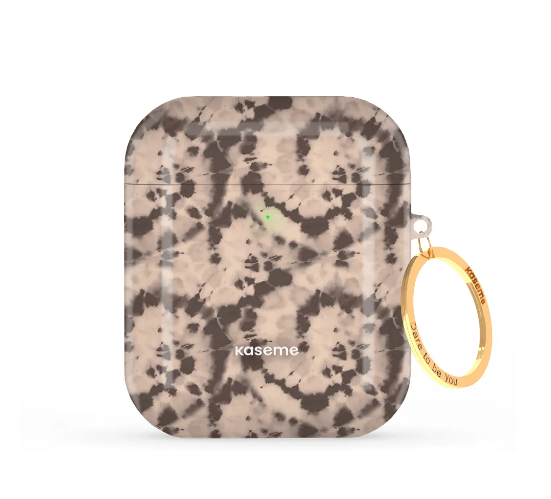 Groovy Swirls Brown AirPods Case magnetic snap airpods case