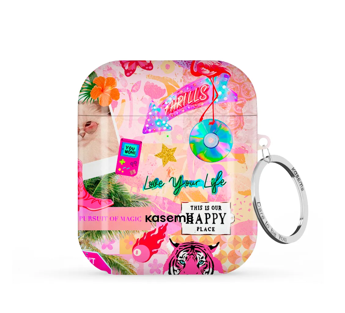 Happy Place AirPods Case fashion leather airpods case