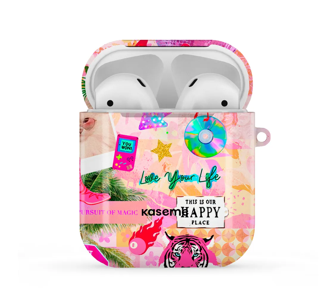 Happy Place AirPods Case anti collision silicone cover Durable Texture Shell