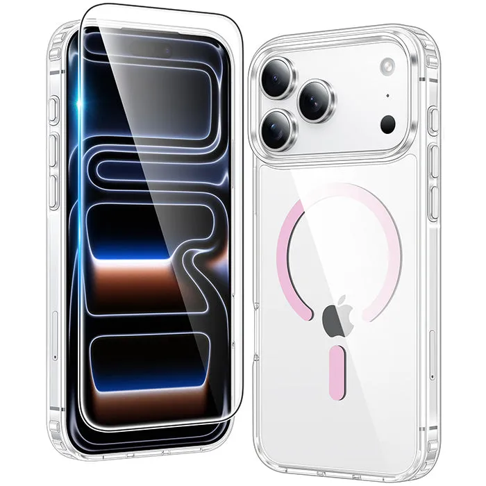 FNTCASE For iPhone 17 Pro 6.3 inch Clear Case: Magnetic Charging Shockproof Magsafe Support Hard Shell Flexible Pattern