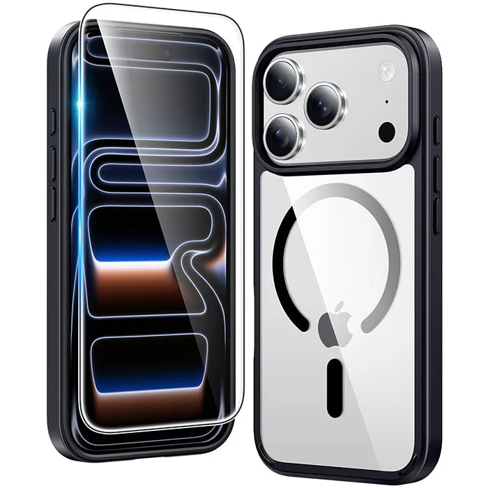 Glossy Look FNTCASE For iPhone 17 Pro 6.3 inch Clear Case: Magnetic Charging Shockproof Magsafe Support