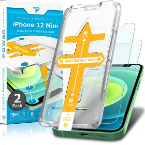 iPhone 12 Mini Tempered Glass Screen Protector [2-Pack] quick align protector Silicone Coating