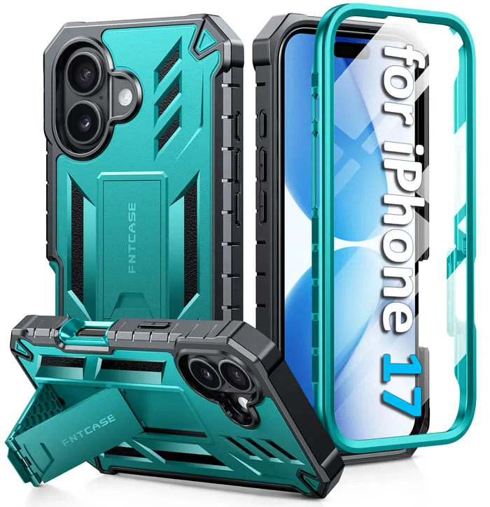 Outdoor Travel FNTCASE For iPhone 17 Phone Case: Military Grade Shockproof with Built-in Screen Protector and Kickstand