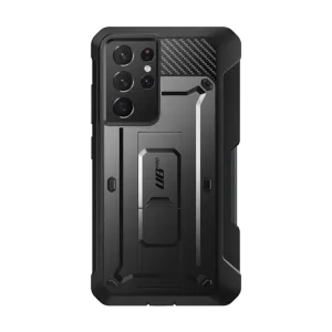 Rugged Build Texture Stylish Shape Galaxy S21 Ultra Unicorn Beetle Pro Rugged Case with S-Pen Holder - Black