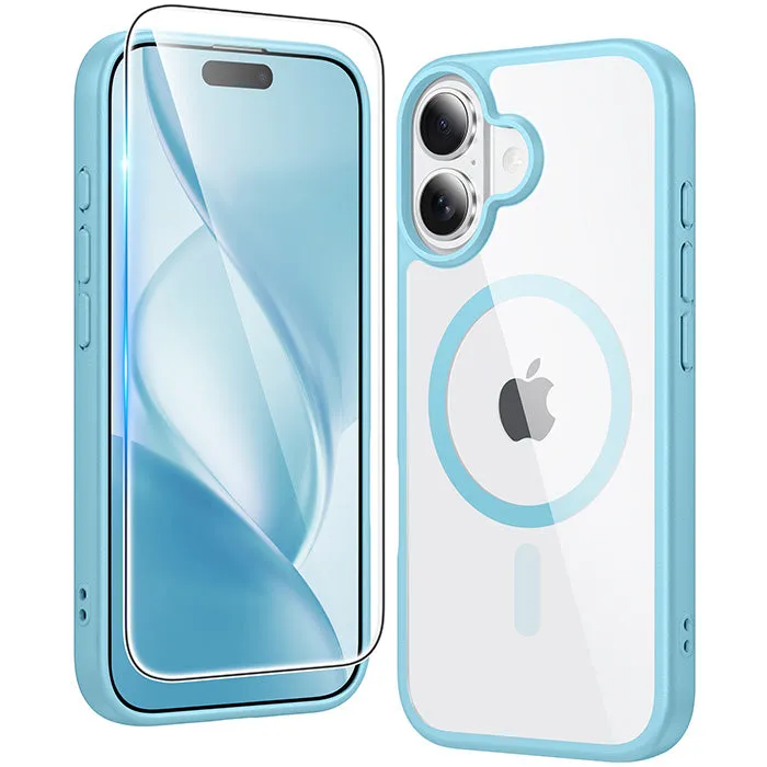 FNTCASE for iPhone 16 Case: Clear Anti Yellowing Magnetic Military Grade Drop Protection Cell Phone Cover - Rugged Shockproof Protective Bumper Transparent Anti Slip