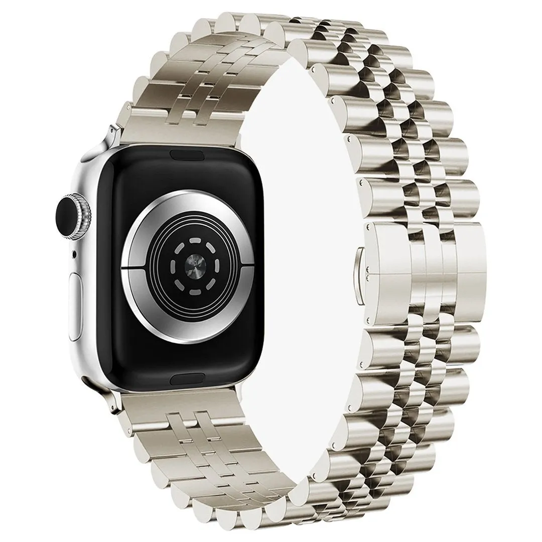 Stylish Appeal Sweat Resistant Apple Watch Steel Strap Jubilee (Starlight)