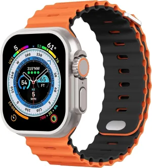 Apple Watch Ocean Strap with Snap Closure (Orange/Black) Elegant Daily Use Comfort Everyday Style