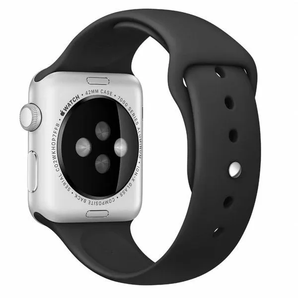 Apple Watch Silicone Strap (Black) Flexible Function Design
