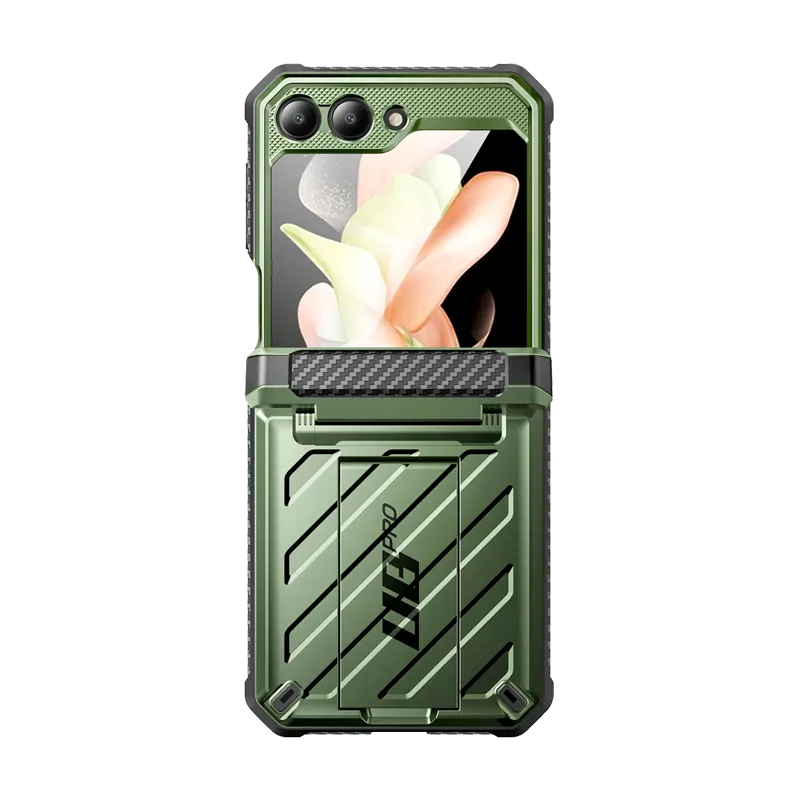 Galaxy Z Flip5 Unicorn Beetle PRO Rugged Case with Belt Clip-Dark Green Smooth Layer Minimal Design