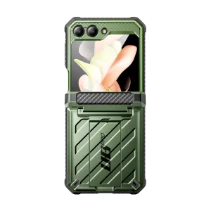Galaxy Z Flip5 Unicorn Beetle PRO Rugged Case with Belt Clip-Dark Green Smooth Layer Minimal Design