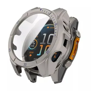 Garmin Fenix 8 - 47mm AMOLED Hard Case with Glass (Titanium/Blue) Screen Guard Soft Armor Layer