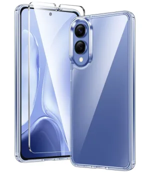 FNTCASE for Samsung S25 Edge 6.7 inch Clear Case: Wireless Charging Anti Yellowing Shockproof Phone Case Smooth Pattern