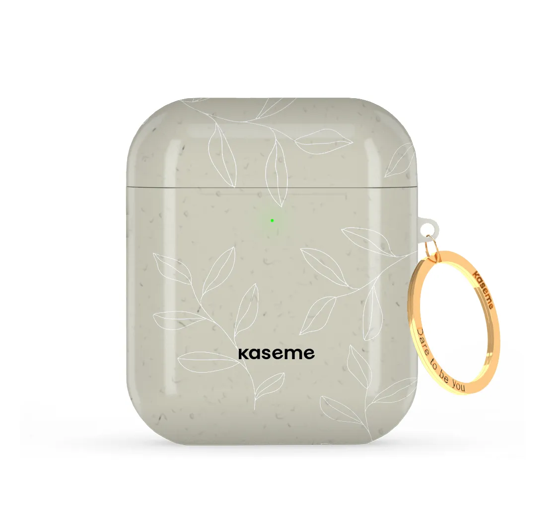 Smooth Grip Finish Gloomy Beige and White AirPods Case